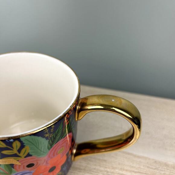 Anthropologie x Rifle Paper Co T Initial Mug Boho Floral Blue Coffee Cup Anthro - Picture 10 of 12
